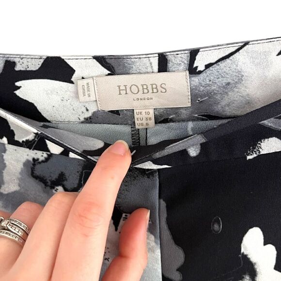 HOBBS | Black & White Wide Leg Floral Trousers (10) - Picture 3 of 5